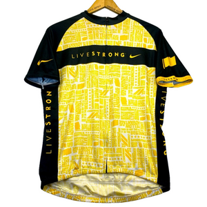 NIKE LIVESTRONG Mens Cycling White Bike Jersey XL Full Zipper Short Sleeve